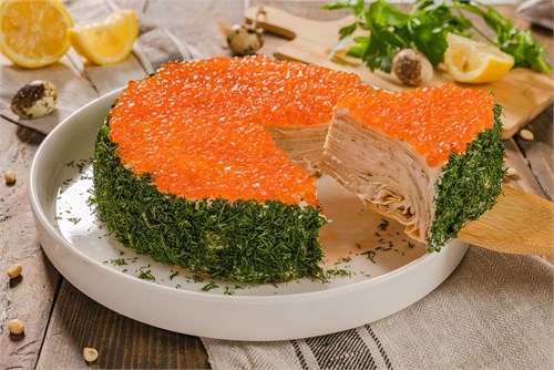 Торт с красной икрой и блинами Доставка 1000707