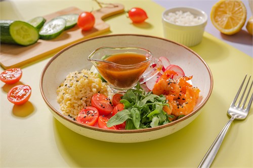 Боул с булгуром и креветками Доставка  1093394